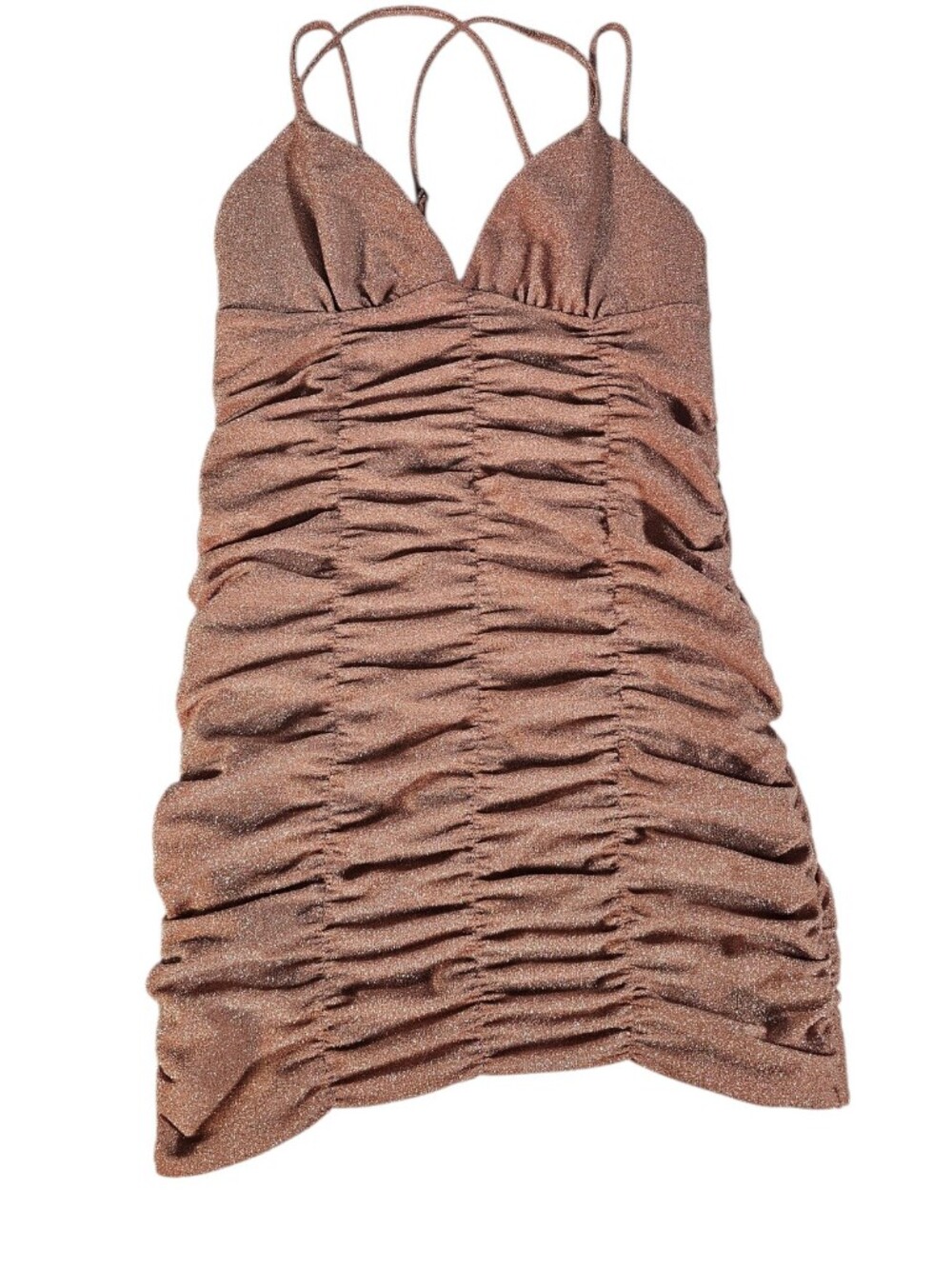 Wild Fable Shimmery Ruched Mini Dress in Bronze Size Medum